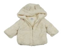 Smetanový kožešinový podšitý kabátek s kapucí F&F