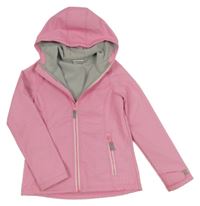 Růžovo-bílá vzorovaná softshellová bunda s kapucí Yigga