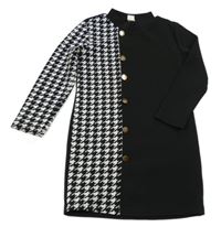 Černo-vzorované šaty s knoflíky Shein