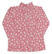 Růžovo-bílá fleecová funkční mikina se srdíčky Mountain Warehouse