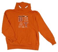 Oranžová mikina s nápisem a komínovým límcem Yigga