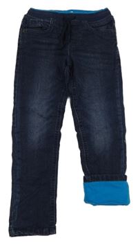 Tmavomodré podšité teplákové rifle s úpletovým pasem Bluezoo