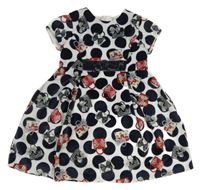 Bílo-tmavomodré puntíkaté sametové šaty s kabelkami Mayoral