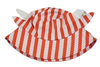 Červeno-bílý pruhovaný klobouk s rohy 