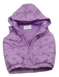 Fialová šusťáková zateplená vesta s hvězdami a kapucí F&F