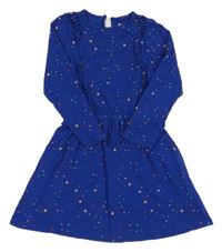 Modré bavlněné šaty s hvězdami a volánky Tchibo