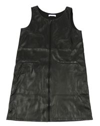 Černé koženkové propínací šaty s kapsami Primark