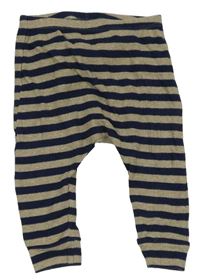 Tmavomodro-hnědé pruhované žebrované lehké tepláky Next