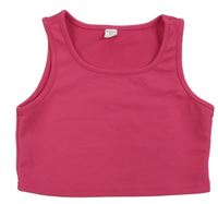 Fuchsiový žebrovaný crop top Shein