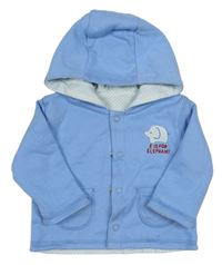 Světlemodrá/bílo-modrý propínací oboustranný kabátek s kapucí Mothercare