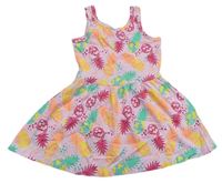 Růžové bavlněné šaty s ananasy Pep&Co