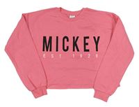 Růžová crop mikina s Mickeym zn. George 
