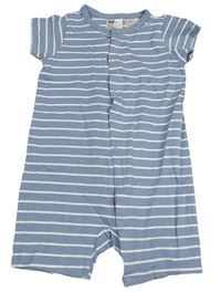 Modro-bílý pruhovaný bavlněný kraťasový overal H&M