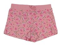 Světlerůžové bavlněné kraťasy s melouny Primark