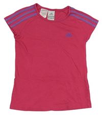 Tmavorůžové tričko s pruhy Adidas 