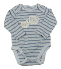 Světlemodro-modré pruhované body se zvířátky Mothercare
