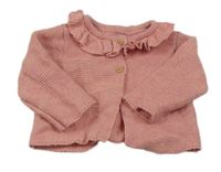 Světlerůžový propínací svetr s volánky Matalan