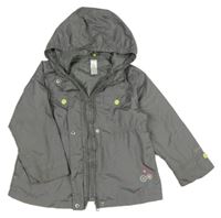 Šedá šusťáková parka s výšivkou a kapucí Carter's