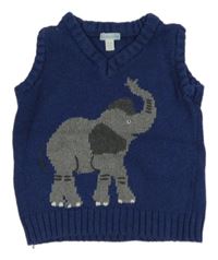 Tmavomodrá pletená vesta se slonem zn.. Jojo Maman Bébé