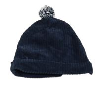 Tmavomodrá sametová žebrovaná podšitá čepice zn. C&A