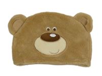 Béžová chlupatá čepice s medvídkem 