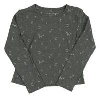 Šedé žebrované pyžamové triko s obrázky Next 