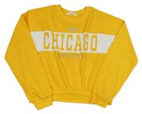 Okrová crop mikina s nápisem H&M