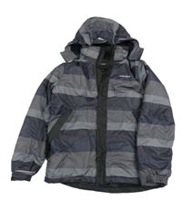 Černo-šedá pruhovaná šusťáková zimní bunda s kapucí IcePeak 