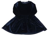 Tmavomodré sametové šaty Yigga 