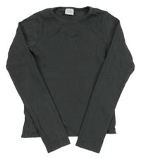 Tmavošedé žebrované triko s motýlkem Zara 