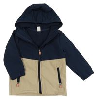 Tmavomodro-béžová softshellová bunda s kapucí Topolino