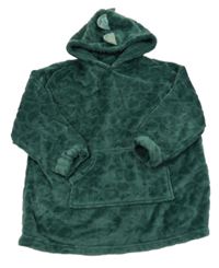 Tmavozelená plyšová oversize domácí mikina s kapucí Primark 