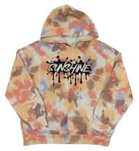 Barevná batikovaná oversize mikina s nápisem a kapucí Shein