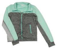 Šedo-světlezelená propínací mikina s límečkem Inside