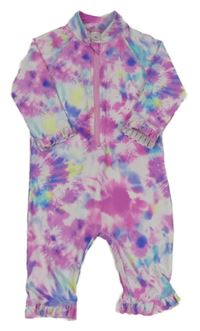 Růžovo-modro-bílý batikovaný UV overal TU 