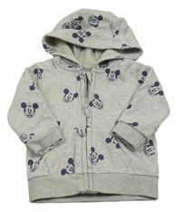 Šedá propínací mikina s Mickeym a kapucí George