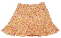 Oranžovo-bílo-růžová vzorovaná sukně s mašličkami Matalan