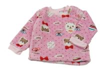 Světlerůžová chlupatá mikina s medvídky