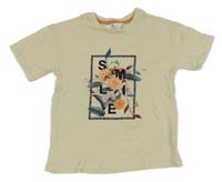 Smetanové tričko s květy H&M