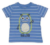 Modro-bílé pruhované tričko s příšerkou Matalan