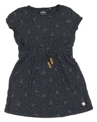 Tmavomodré puntíkované bavlněné šaty s kotvami Topolino 