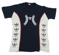 Tmavomodro-bílé tričko s logy Adidas