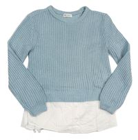 Světlemodrý pletený svetr se všitou halenkou H&M