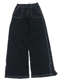 Černé wide leg kalhoty riflového vzhledu H&M