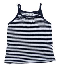 Tmavomodro-bílý pruhovaný žebrovaný crop top Next 