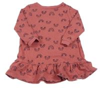 Jahodové puntíkaté teplákové šaty s duhami zn. F&F