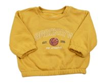 Hořčicová mikina s míčem a nápisem PRIMARK