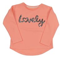 Neonově korálová žebrovaná mikina s nápisem s flitry St. Bernard