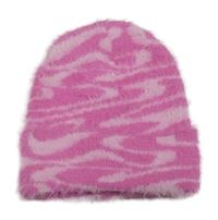 Tmavorůžovo-světlerůžová vzorovaná chlupatá čepice H&M