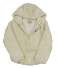 Smetanová huňatá podšitá bunda se srdíčkem a kapucí alive
